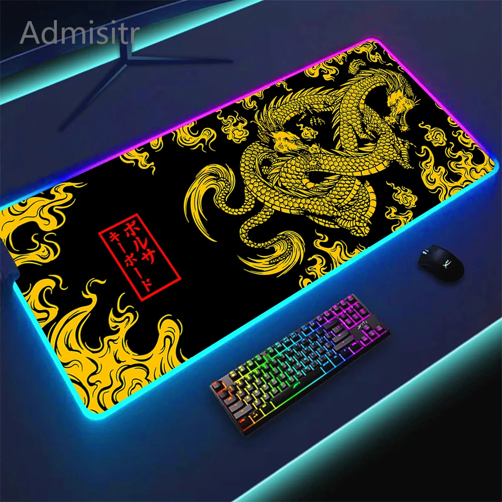 

Игровой коврик для мыши RGB Dragon, Настольный коврик, игровой коврик для клавиатуры, коврик для мыши XXL, коврик для мыши, дизайнерский коврик для мыши 50x100 см