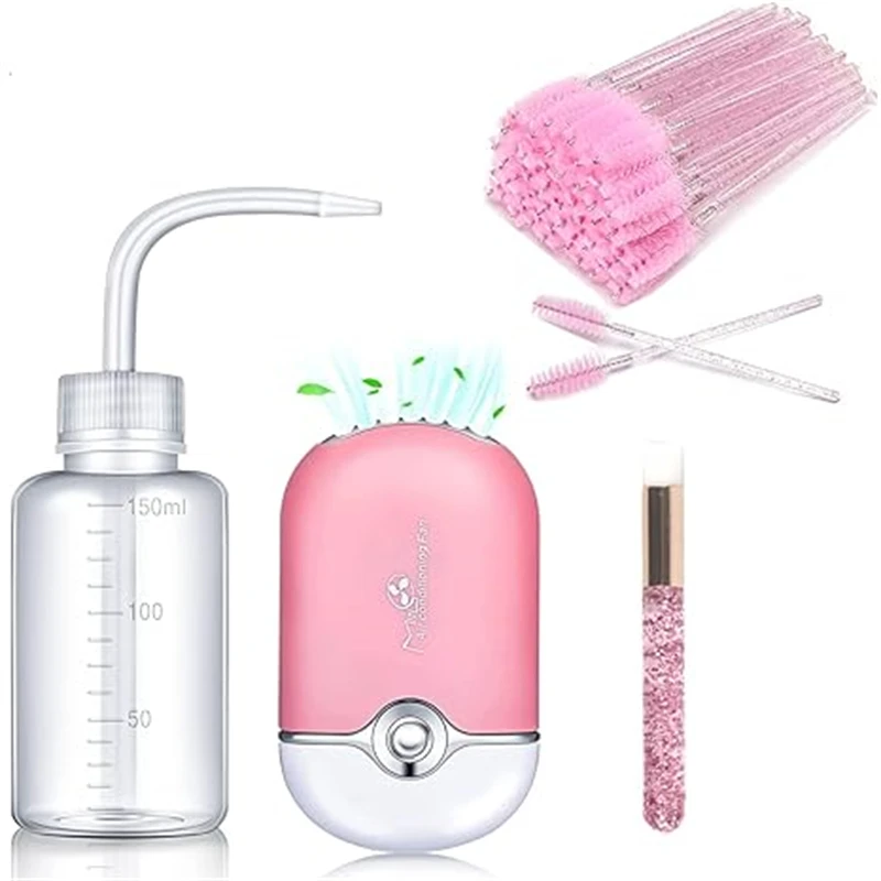 Professional Eyelashes Cleanser Kits USB Mini Dryer Fan Lash Shampoo Brush Cleaning Wash Bottle Microbrush Makeup Remover Tools