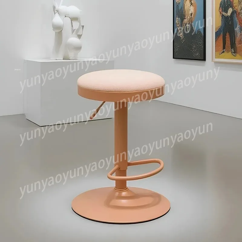 Swivel Bar Stool with Iron Frame, Macaron Color Minimalist Style Bar Chair,Degree Rotation High Footrest Seat for Home Kitchen
