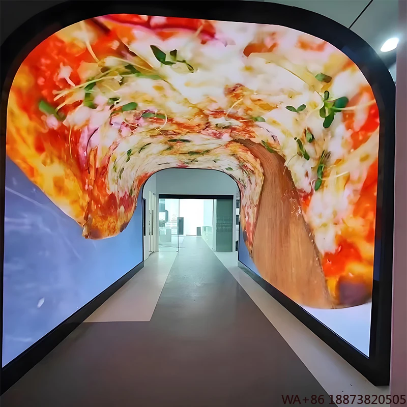 

LED Display Foldable Screen; Indoor P2 Flexible Screen Panel for Curved in Exhibition Hall; Tunnel Arc Screen.
