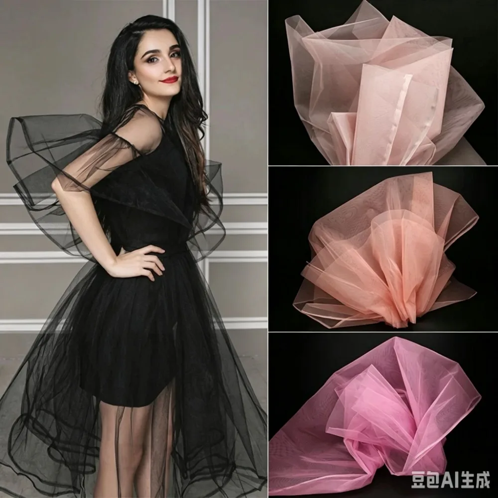 Hard Stiff Tulle Mesh Fabric Multi‑Color Shape‑Keeping Net Cloth for Puffy Tutu Skirt Stage Costume Dress DIY Sewing By Yard