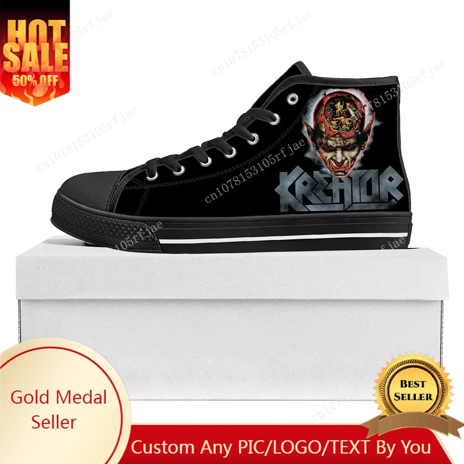

Kreator Band High Top High Quality Sneakers Mens Womens Teenager Gods of Violence Sneaker Couple Shoes Custom Made Shoe Black