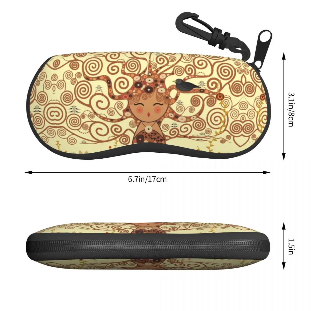 Kokeshi Tree Of Life Shell Eyeglasses Case Men Women Cool Stoclet Frieze Gustav Klimt Glasses Case Sunglasses Box Pouch