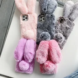 Plush Rabbit Silicone TPU Case for Samsung Galaxy A54 A34 A14 A23 A55 A15 A25 A24 A35 A05 A05S A06 A16 A33 A53 M14 A04Cover Girl