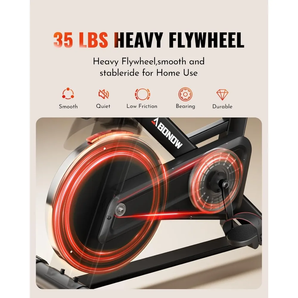 دراجة تمرين، دراجات ثابتة منخفضة الضوضاء للمنزل، وسادة فرامل قابلة للتعديل، دراجة ركوب الدراجات في الأماكن المغلقة بسعة 300 رطل، ثنائية تمرين مدمجة #2