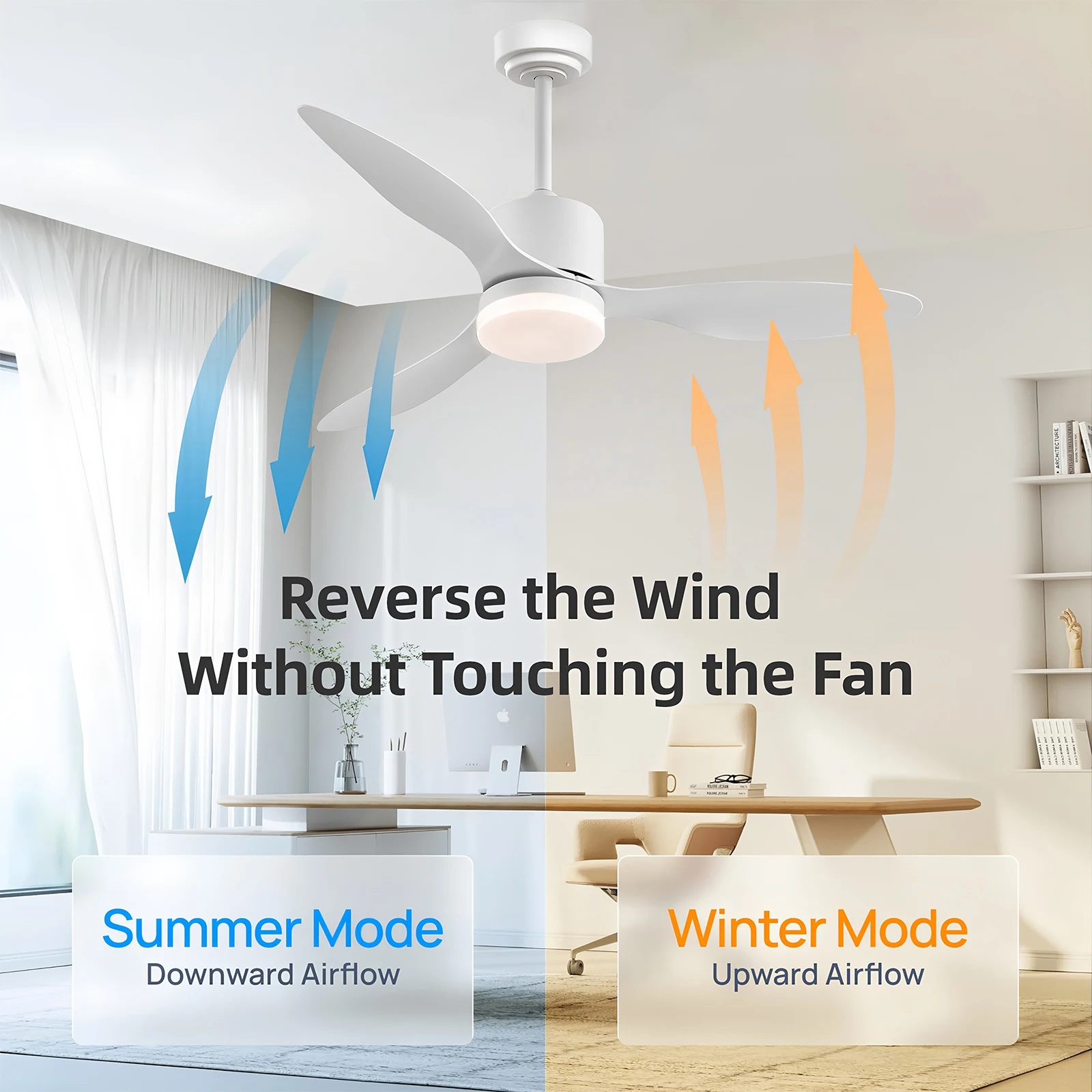 Ceiling Fan Remote Control with Adjustable Lights 3 Fan Blades Reversible DC Motor 52 Inch Ceiling Fan with Light Decorative Fan