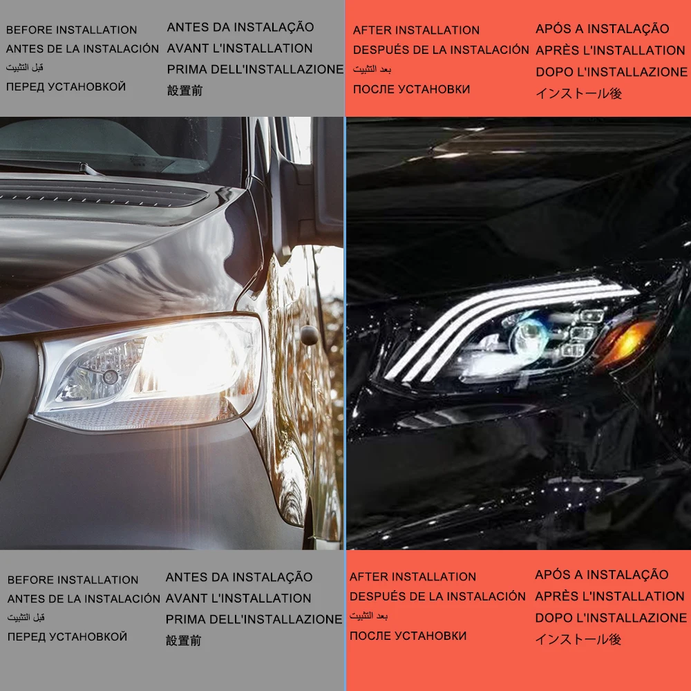 لبنز سبرينتر W907 2018-2023 النسخة الأمريكية مجموعة مصابيح السيارة ترقية LED مايباخ نمط المصباح سيارة التوصيل والتشغيل الملحقات