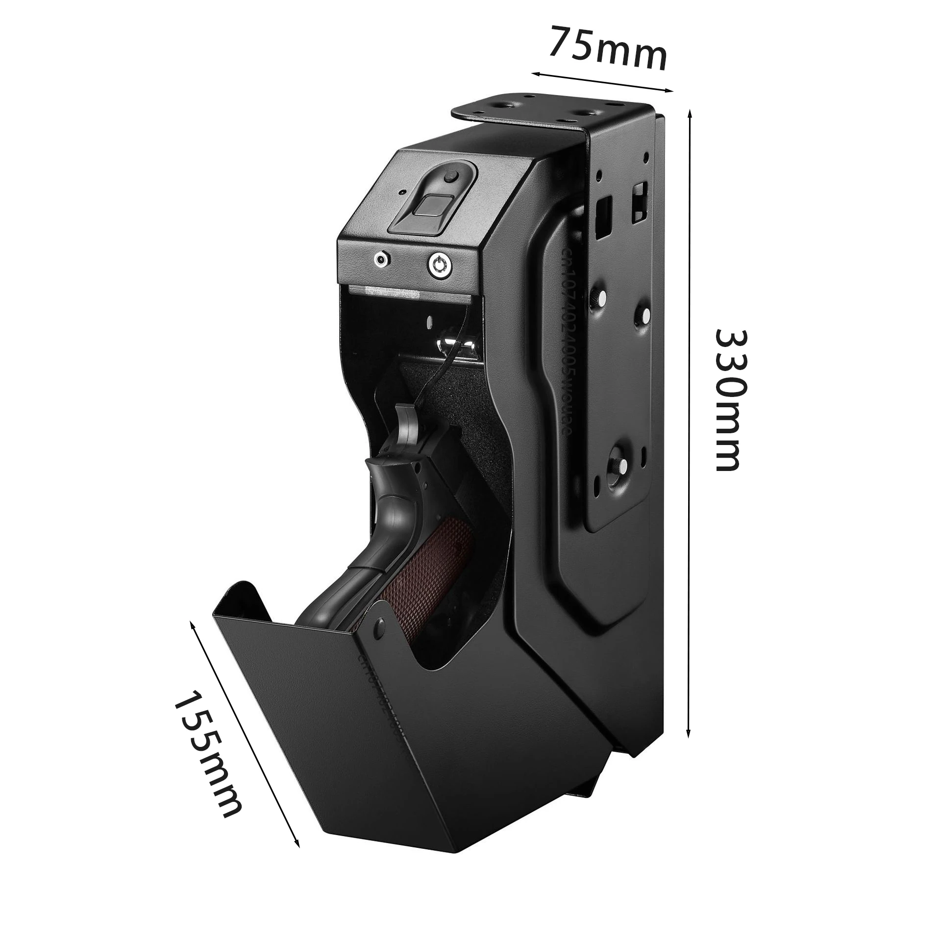 Imagem -06 - Fingerprint Gun Safe With Keypad Lock And Key Lock Biometric Pistol Safe Quick Access Drop Down Single Mount