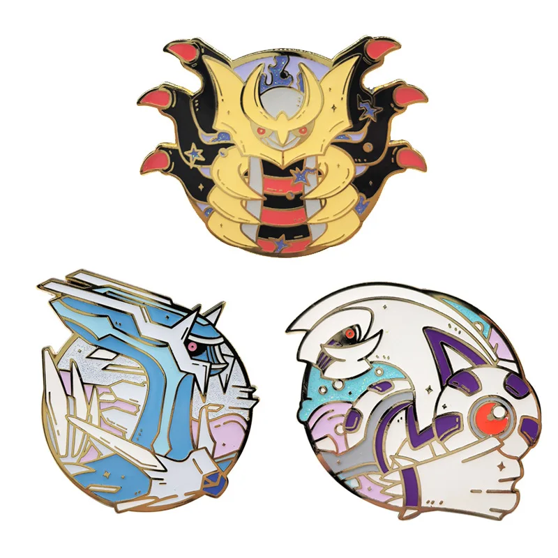 4 سنتيمتر Dialga Giratina Palkia الوحش الصلب المينا دبابيس دبابيس شارة التلبيب دبوس لحقيبة الظهر الملابس والاكسسوارات مجوهرات الأزياء #1