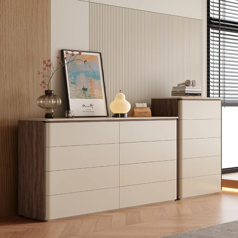 

Cream wind solid wood six eight bucket cabinet bedroom locker living room against the wall to store five buckets