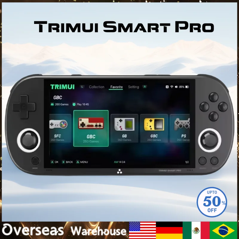 

Trimui Smart Pro Handheld Game Console 4.96''IPS Screen Linux System Joystick Gift RGB Lighting Smartpro Retro Video Game Player