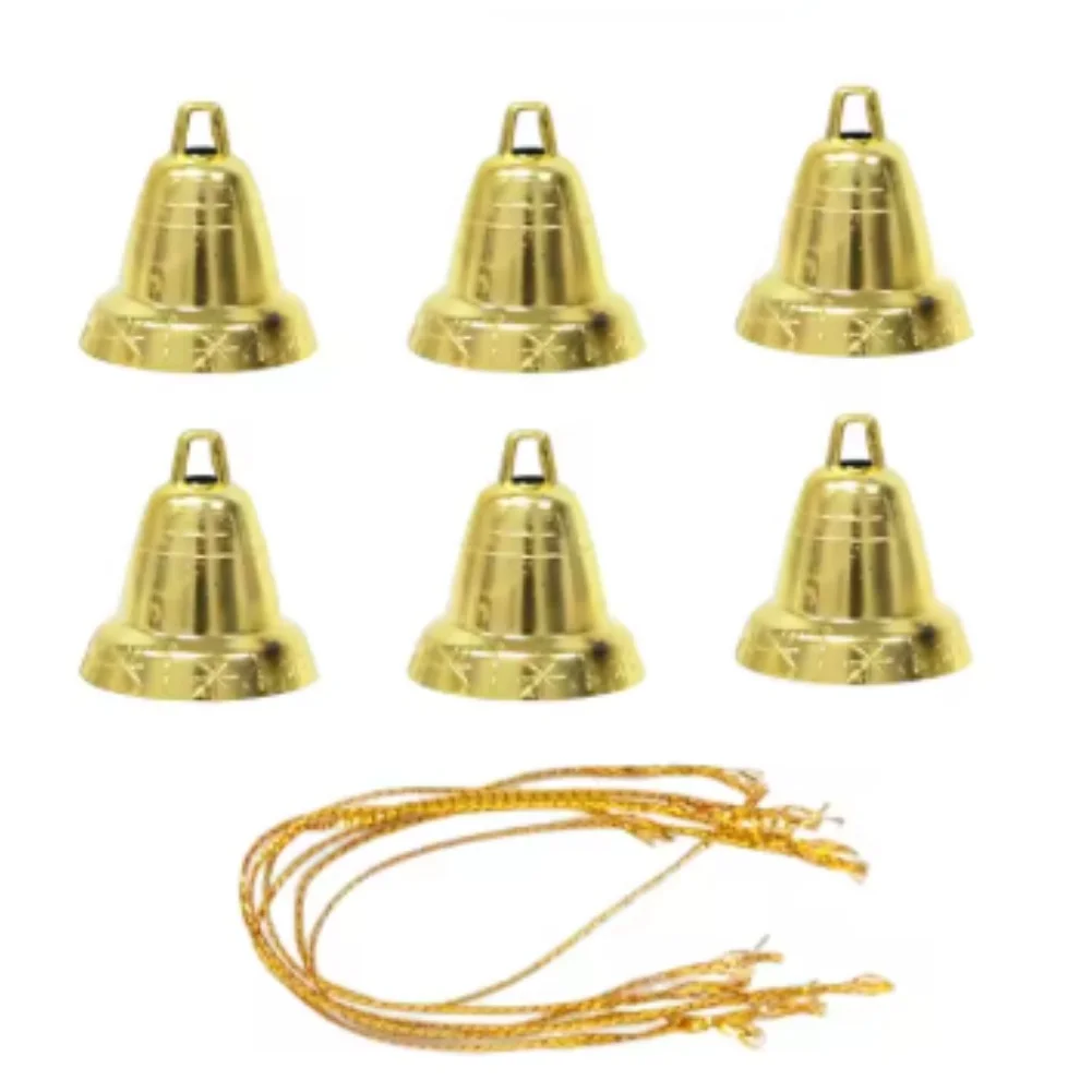 مجموعة من 6 دلايات جرس جلجل صغيرة ذهبية 3 سم أجراس عيد الميلاد الحلي لأكاليل الأشجار وديكور المنزل الموسمي