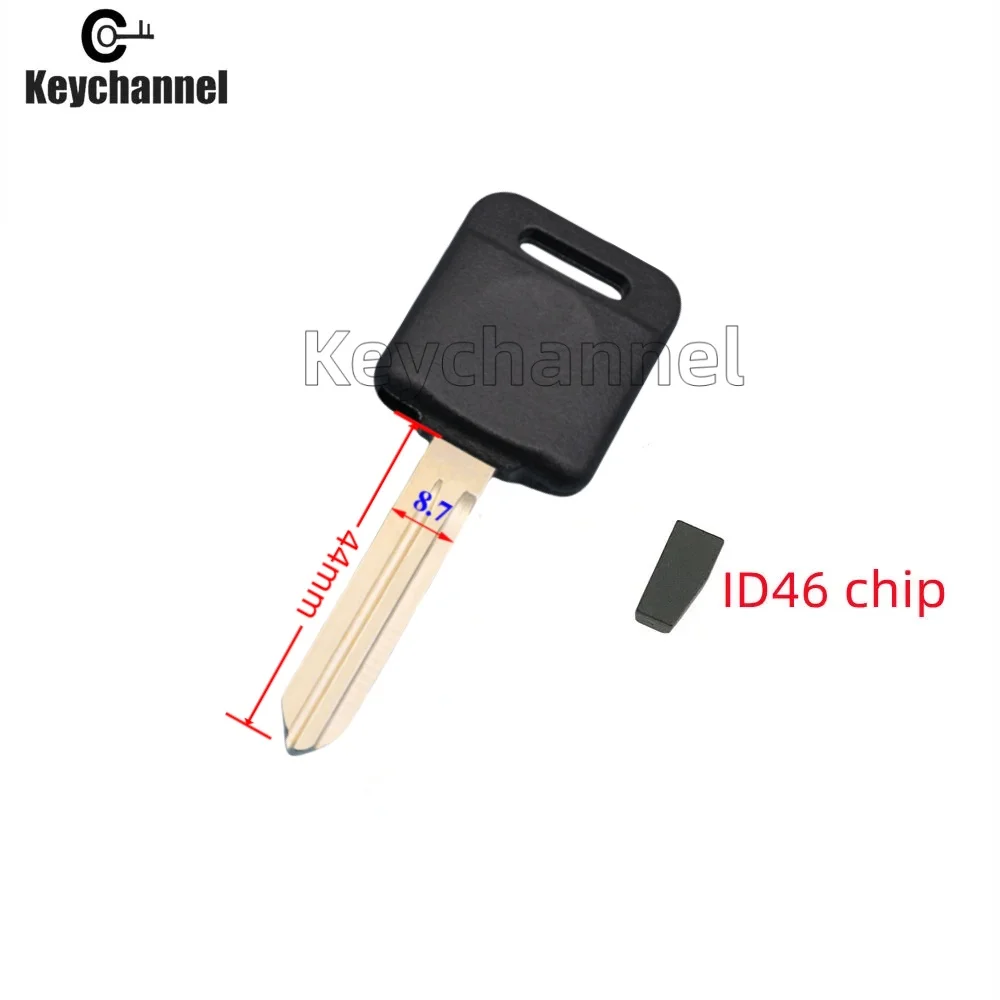 Keychannel-carcasa de llave de coche, transpondedor sin cortar, NSN14, hoja de llave, Chip ID46 4D60 para Nissan Tiida Sentra Juke Altima