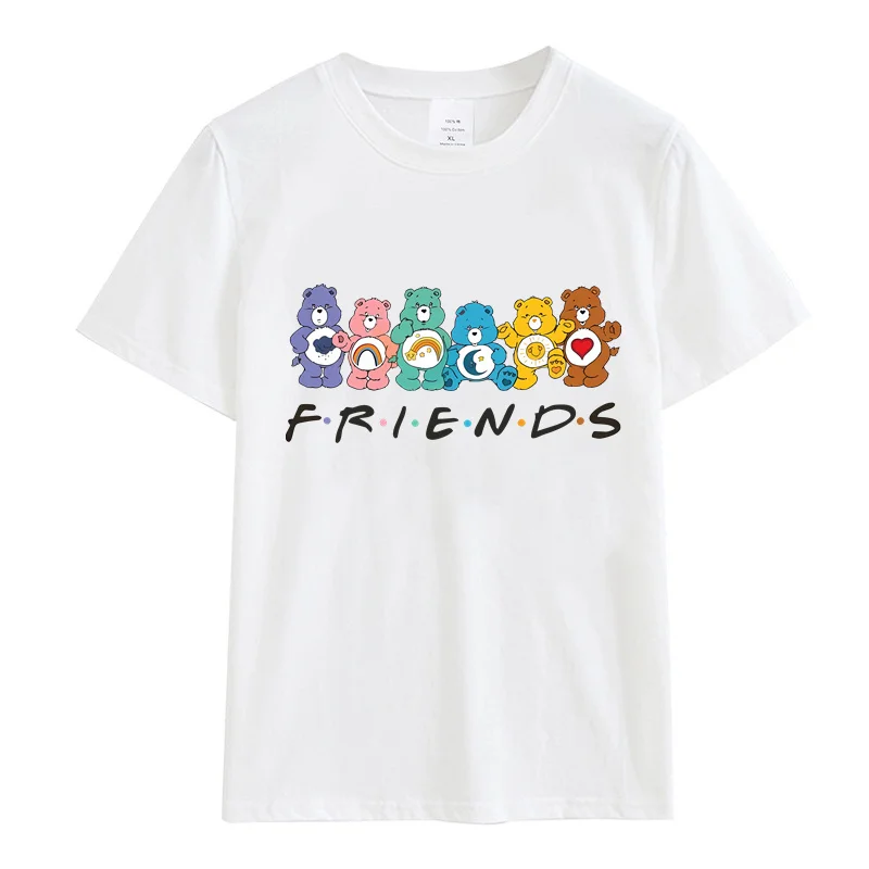 T-shirts Rainbow Bear Cartoon Tops O-neck Short Sleeve T-shirt Summer Kawaii Female Tee Shirt Fashion T Shirt Girl Clothing