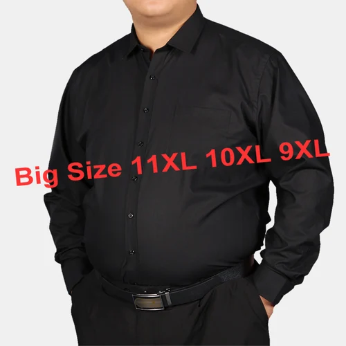 Camisas sociales de talla grande 11XL 10XL 9XL para hombre, camisas de vestir blancas y negras formales de oficina clásicas de negocios de manga larga, ropa para hombre