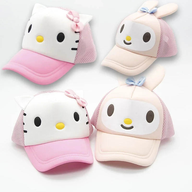 

Sanrio Hello Kitty Baseball Cap Kawaii Kids Mesh Cap Sun Visor Hat Outdoor Sport Girl Adjustable Snapback Hat Casual Peaked Cap
