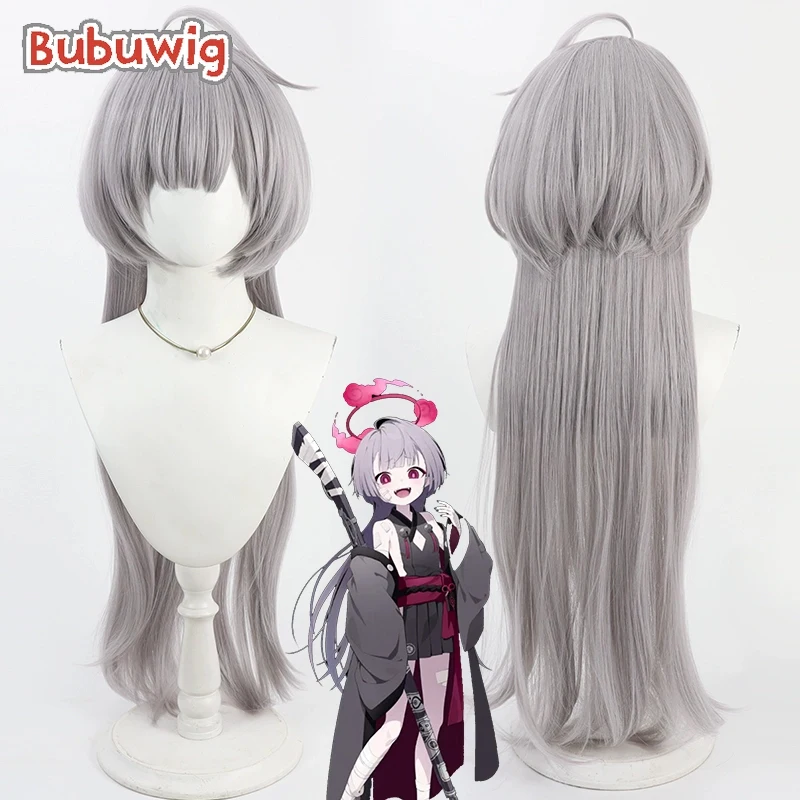 

Bubuwig Synthetic Hair Yabuki Shuro Cosplay Wigs Game Blue Archive Yabuki Shuro 80cm Long Straight Gray Cos Wig Heat Resistant
