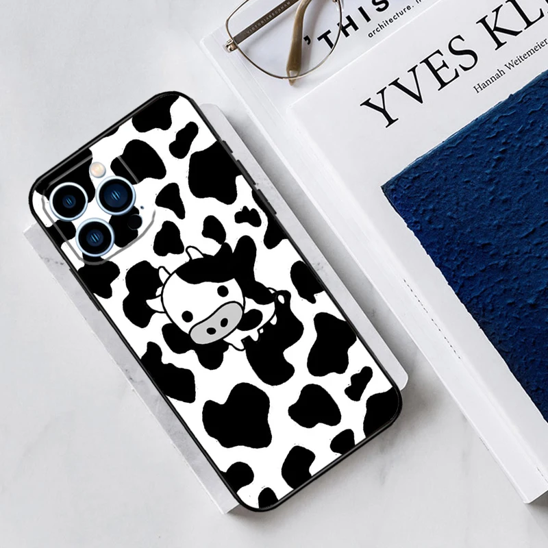 Cut Cow Case For iPhone 15 16 13 11 12 14 Pro Max Mini 7 8 14 15 16 Plus XR XS Max X Back Cover