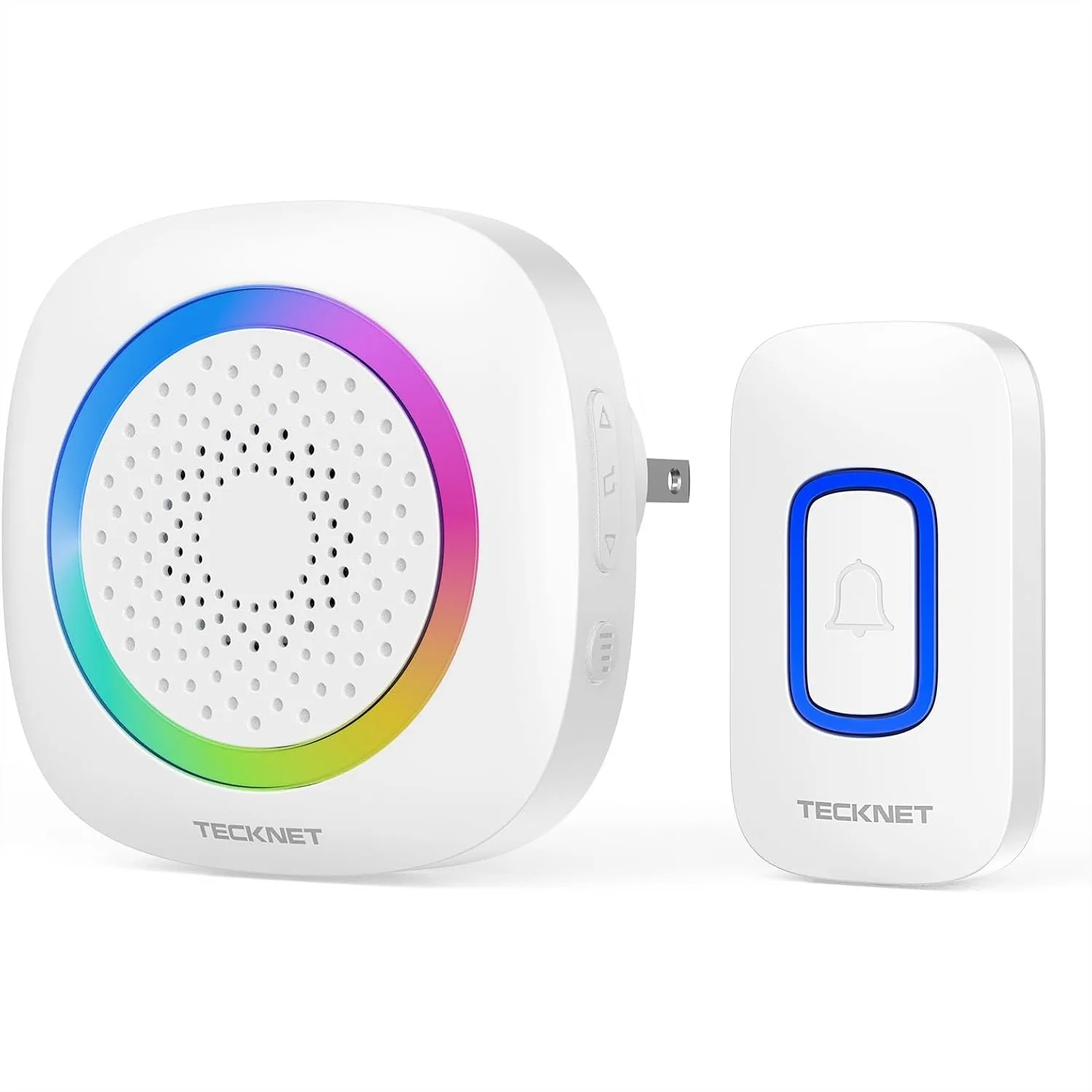 

Wireless Doorbell with RGB Light & 1300ft Range, 60 Chimes, 5-Level Volume, 4.5-Year Battery, Plug-In Receiver, White