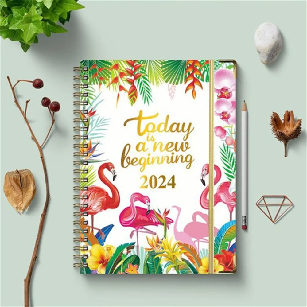 

Daily Calendar Planner Coil Notebook 2024 Weekly Monthly Office Agenda Organizer Time Management Personal Appointment Journal