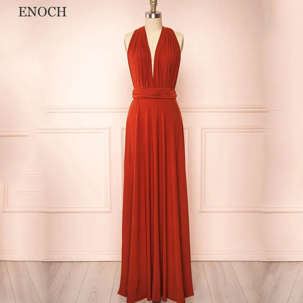 ENOCH Elegant V-Neck A-Line Evening Dresses Simple Backless Sleeveless Formal Gowns 2022 With Bow Custom Made Robes De Soirée