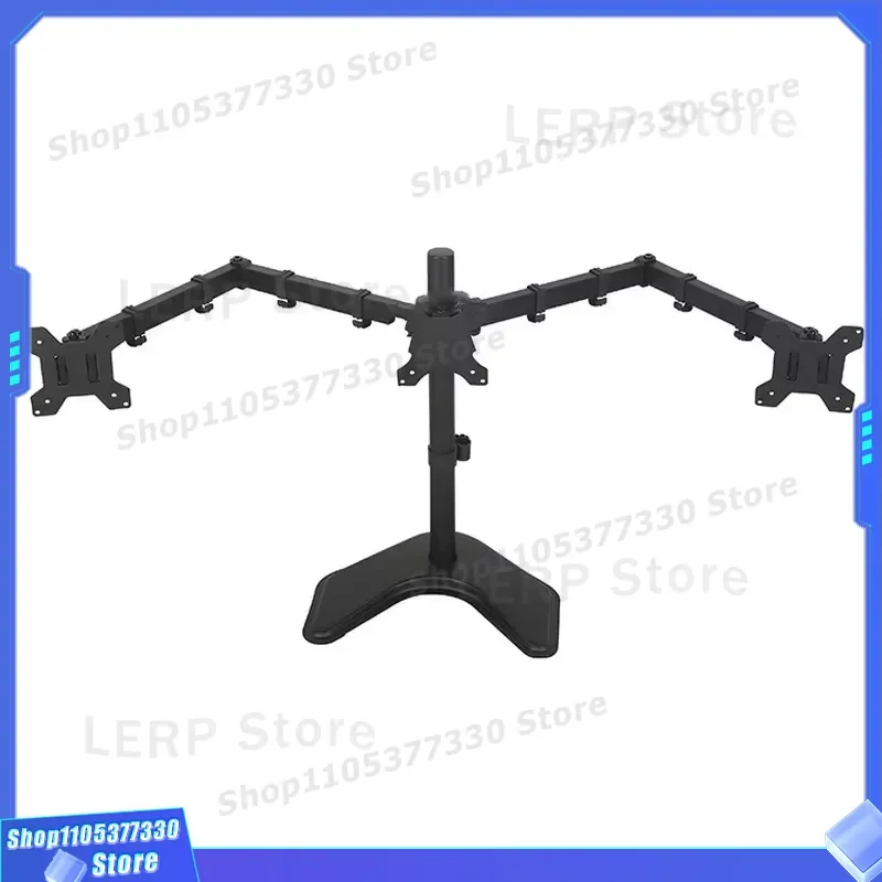 Triple Monitor Stand Dual Arm Desk Mount Adjustable Height Swivel Base Universal Computer Screen Holder Ergonomic Workstation