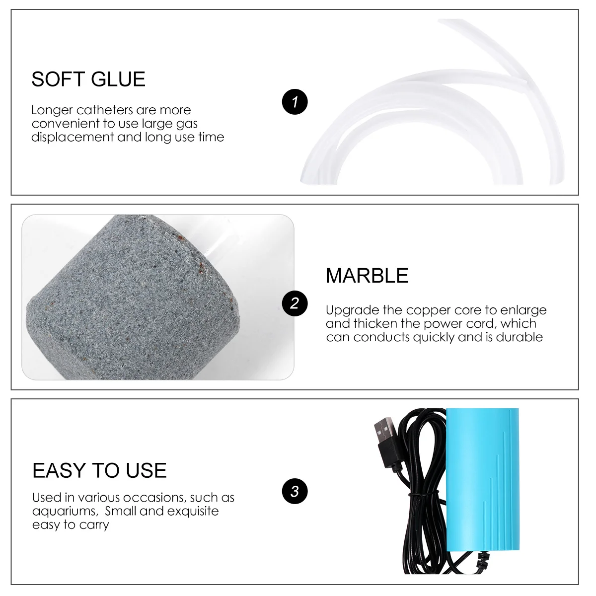 

Mini USB Aquarium Fish Tank Oxygen Pump Portable Compressor USB Charging Air Stone Pump Fish Tank Accessory