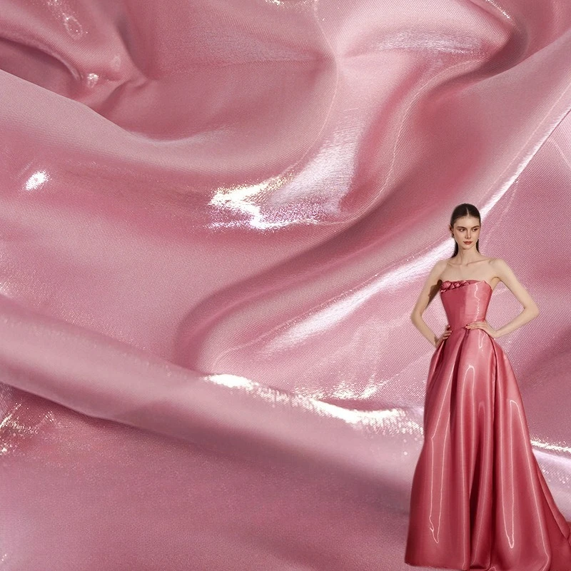 5Meters/Lot High Quality Polyester Fabric Stage Costumes Reflective Bridal Dress Material Solid Satin Fabrics 150cm Width