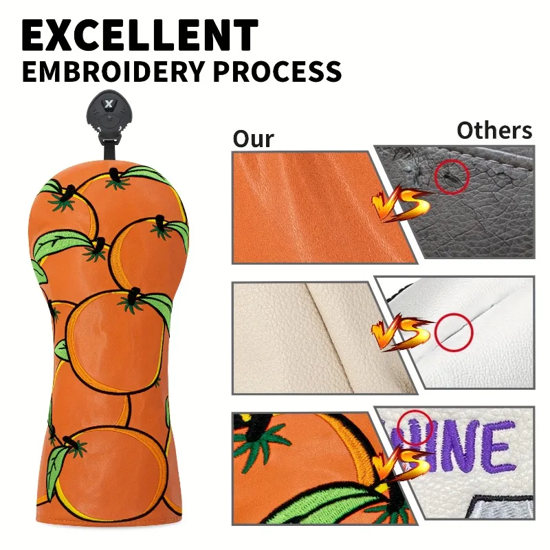 Vibrant Orange Golf Club Head Cover - Durable Synthetic Material, Golf Accessories, Provides Best Protection image 5
