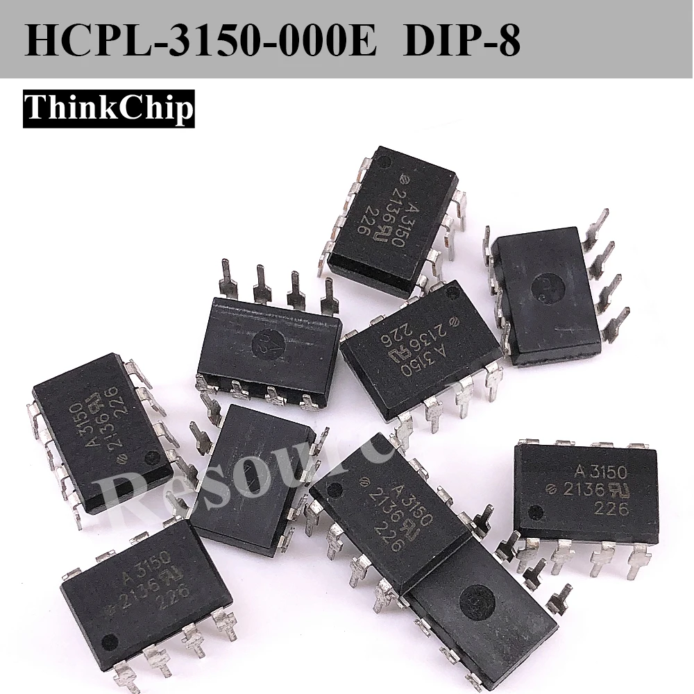 (10pcs) HCPL-3150-000E (Marking A3150) DIP-8 Gate Drive Optocoupler 0.5A 15V-30V