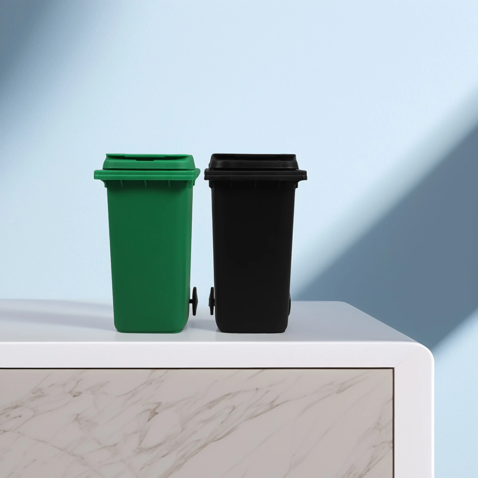 

2 Pcs Mini Trash Can Pen Holder Creative Bin Dustbin Pencil Car Cute Small Plastic Wastebasket Cartoon Garbage Desk Desktop