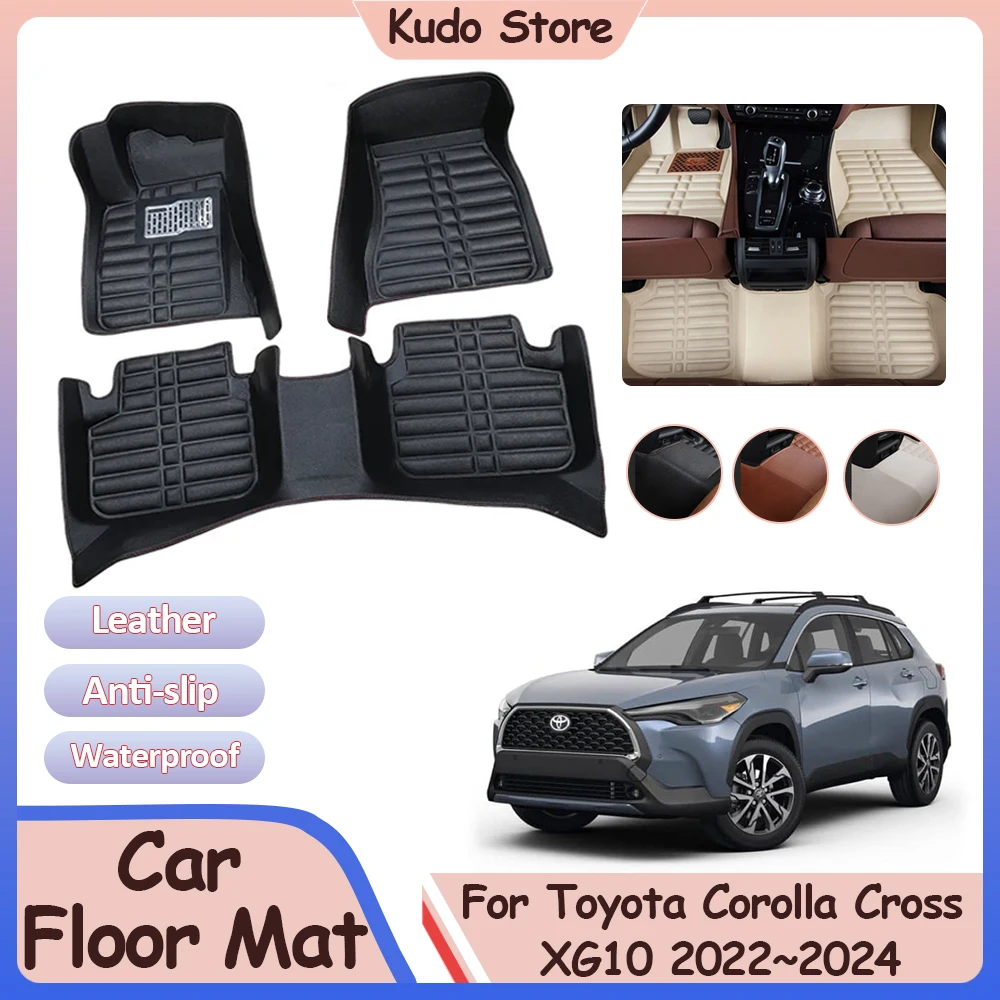 

For Toyota Corolla Cross XG10 ZSG10 Hybrid 2022 2023 2024 Car Floor Mat Foot Parts Leather Panel Liner Pads Interior Accessories