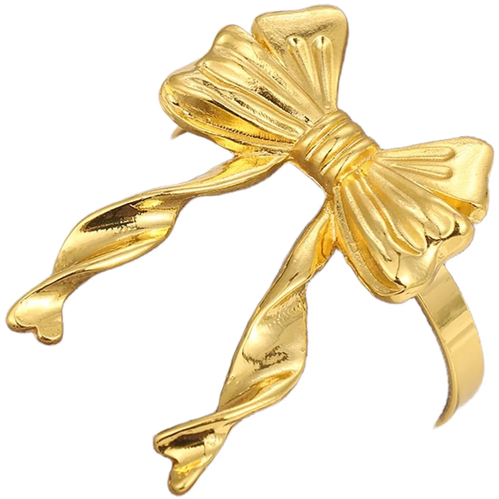 6pcs High End Napkin Rings with Bow Shape for Table Decoration Zinc Alloy for Hotel Restaurant or Home Formal Setup