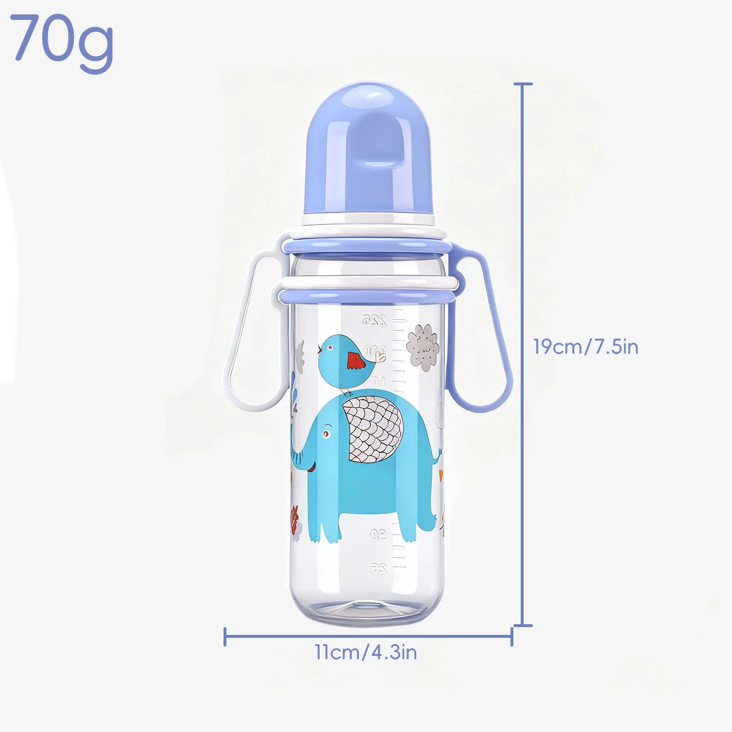 زجاجة أطفال 250 مل مع مقبض عيار قياسي زجاجة أطفال حديثي الولادة مستقيمة من السيليكون كوب ماء مقاوم للعض بنمط عشوائي #6