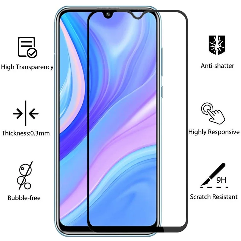 واقي شاشة من الزجاج المقسى 9d لهاتف هواوي y8p على huawei y8p y 8p y8 p yp8 8yp طبقة أمان هواوي هواوي