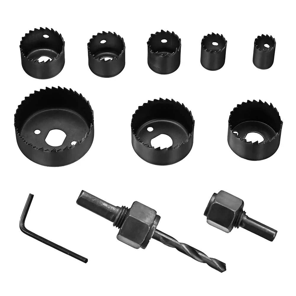 11pcs Woodworking Hole Saw Set Drill Bit Carbon Steel 19~64mm Hole Cutter Set For Plasterboard Ceiling Woodworking Hole Saw Kits