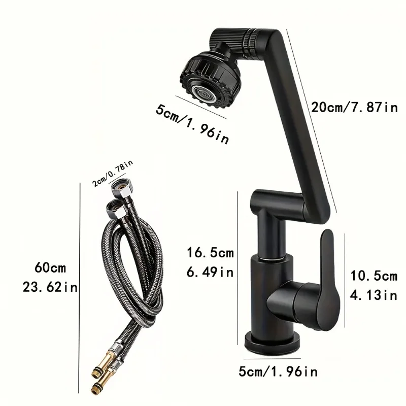 Durable ABS 360° Rotating RV Bathroom Kitchen Faucet Universal Hot and Cold Faucet with 60cm Easy Installation Convenient Design