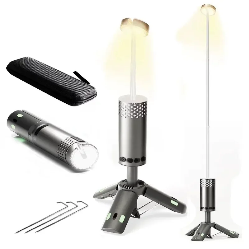 Lampu Camping LED Ringan dengan Basis Tripod Magnet Teleskopik 7800mAh untuk Petualangan Mendaki Memancing Tenda Perkemahan Suasana Camping