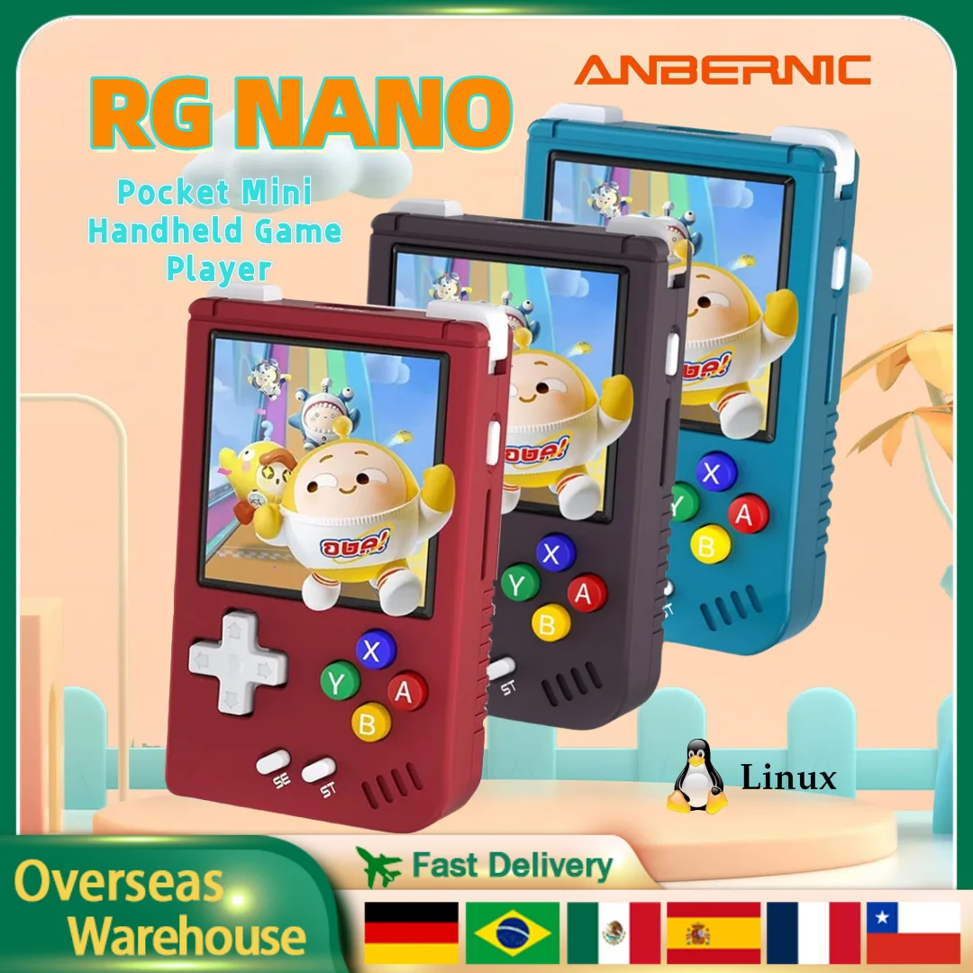 

ANBERNIC RG Nano Mini Retro Handheld Game Console Portable Classic Gaming Player 1.54" IPS Screen Linux System Children's Gift