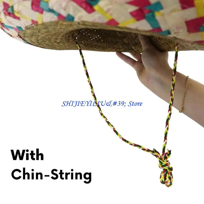 E21F Adjustable Wide Brims Straw Hat Lightweight Fishing Hats Wide Brims Practical Outdoor Hat For Gardening Walking Holiday
