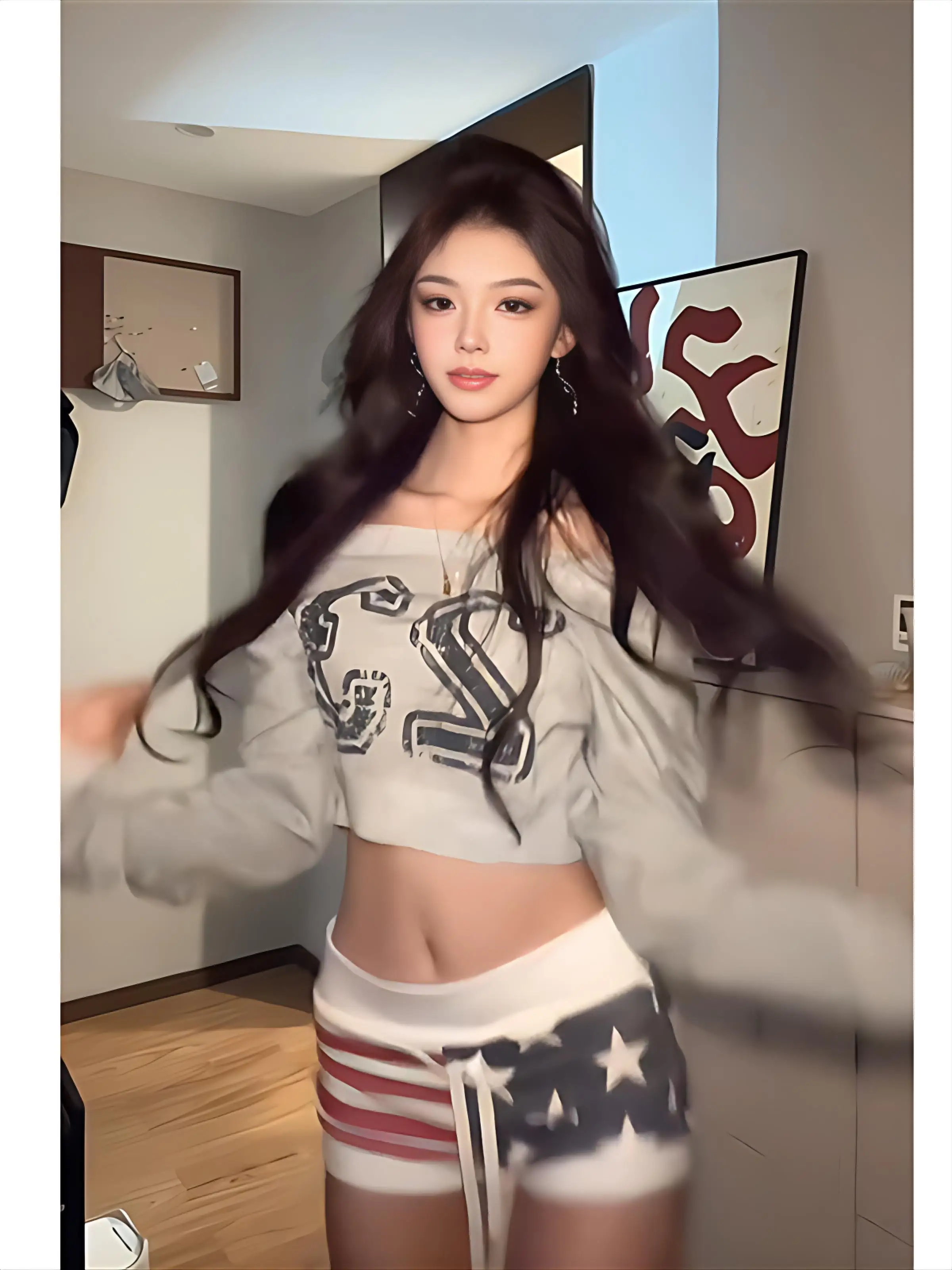 

Off Shoulder T-Shirt Oversize Womens Winter Cozy Drape Classic Gentlewoman Style for Professional Office Lady Anti-Wrinkle Girls