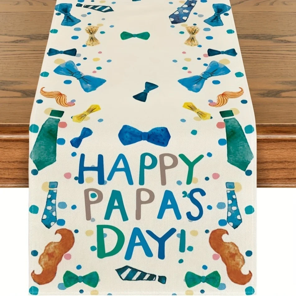 Linen Table Runner For Father's Day Celebration - Rectangular Woven Cover With 