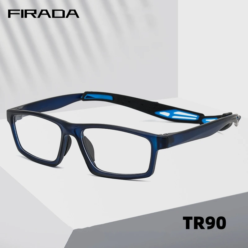 

FIRADA Fashion Bicycle Sports Eyeglasses Vintage Square TR90 Basketball Eyewear Optical Prescription Glasses Frame Men 12-1219