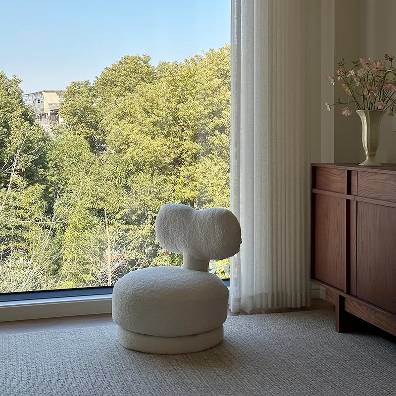 أريكة تغيير الأحذية المنزلية للقراءة، مسند ظهر صغير قابل للدوران، كريمي للرياح #2