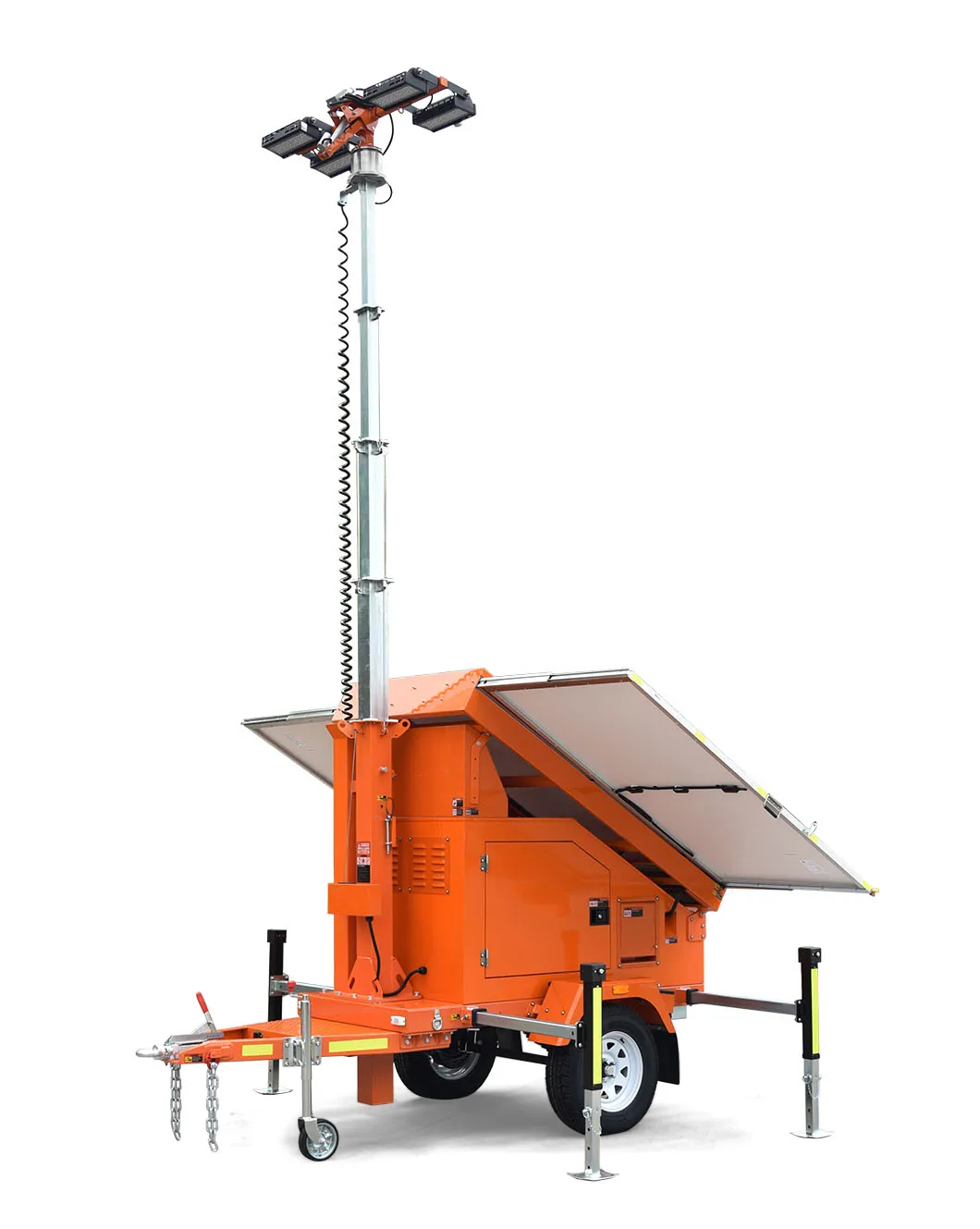 7.5 m Telescopic Mast 4*1000 LED Metal Halide IP65 Mobile Trailer Solar Light Tower AGM Battery for 19 Hours Run 'Diesel Fuel