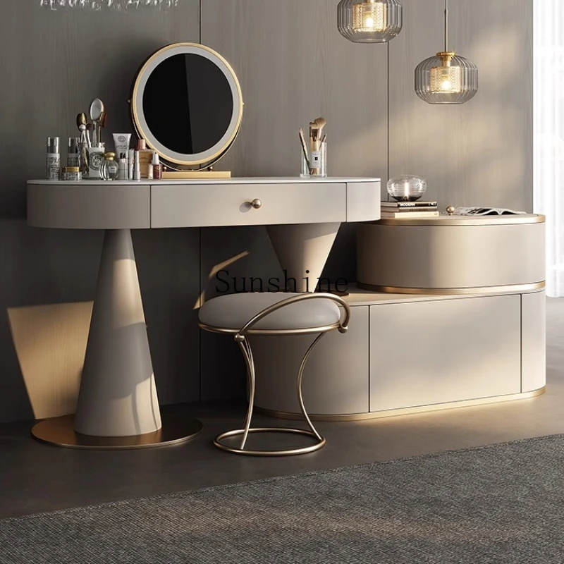 

Premium light luxury storage solid wood dresser integrated cream master bedroom bed end corner