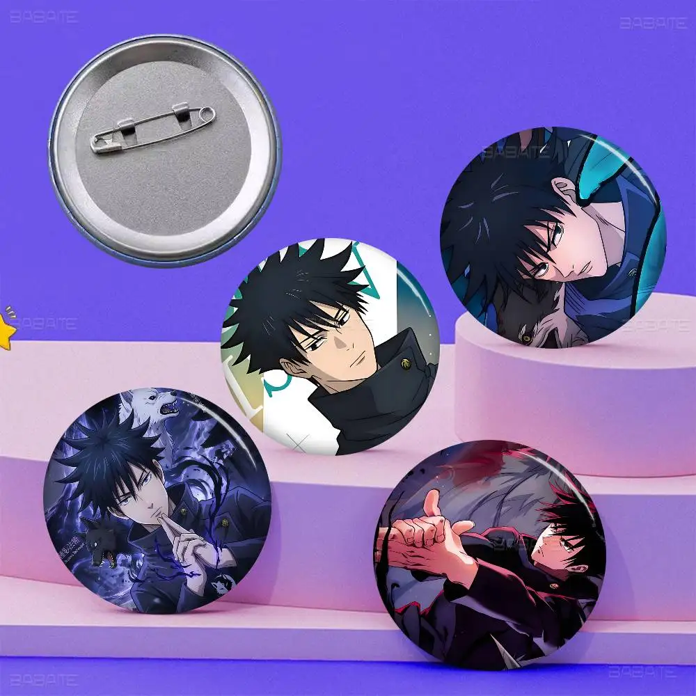 Anime Fushiguro Megumi Jujutsu Kaisen Creative Pins Faces Round Snap-in Brooch Badge Backpack Hat Accessories Jewelry Gifts