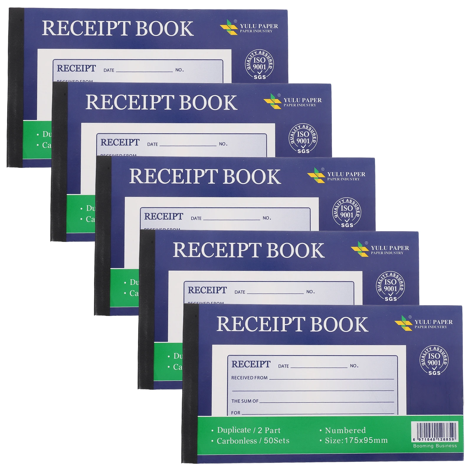 5Pcs English Copy Receipt Book 2-Part Business Order Pad Duplicate Cash Book for Small Business Invoice Forms Expense Record