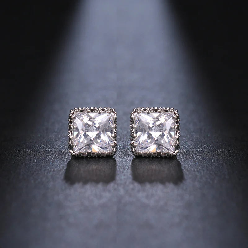 

1CT Asscher/Princess Cut Moissanite Stud Earrings for Women 925 Sterling Silver Sparkling Lab Diamond Ear Studs Brincos de Prata