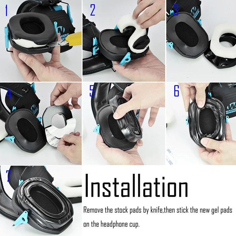 For Walker Razor Electric Slim Earmuffs Headset Electronic Earmuffs Hearing Protection Headset Gel Ear Pads